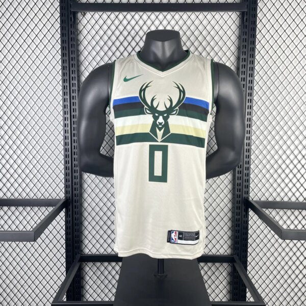 2019 Bucks White NBA Jersey - Image 6