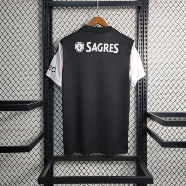 13-14 Benfica Black and White Retro Jersey - Image 4
