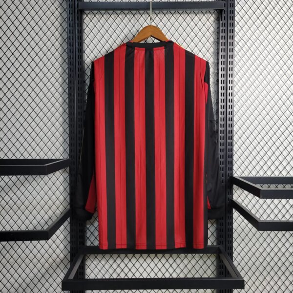 13-14 AC Milan Home Retro Long Sleeve Fans Jersey - Image 3
