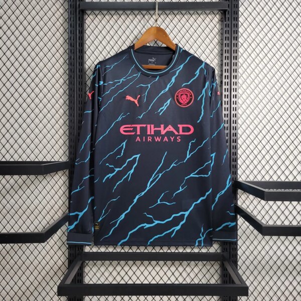 23-24 Manchester City Third Fans Long Sleeve Jersey