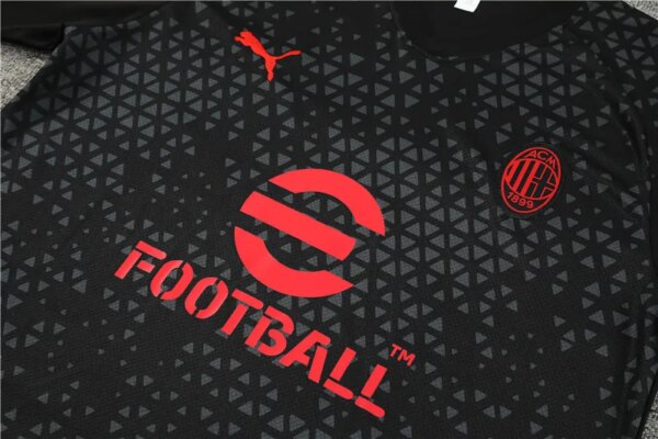 23-24 AC Milan Black Training Short Sleeve Suit - Image 2
