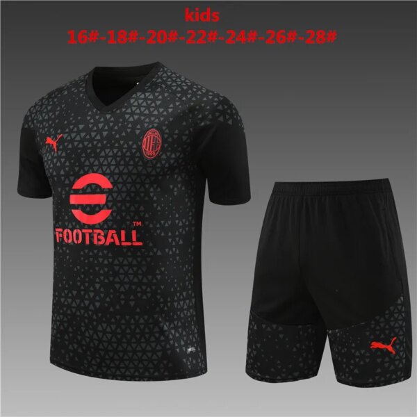 23-24 AC Milan Black Training Short Sleeve Suit - Image 10