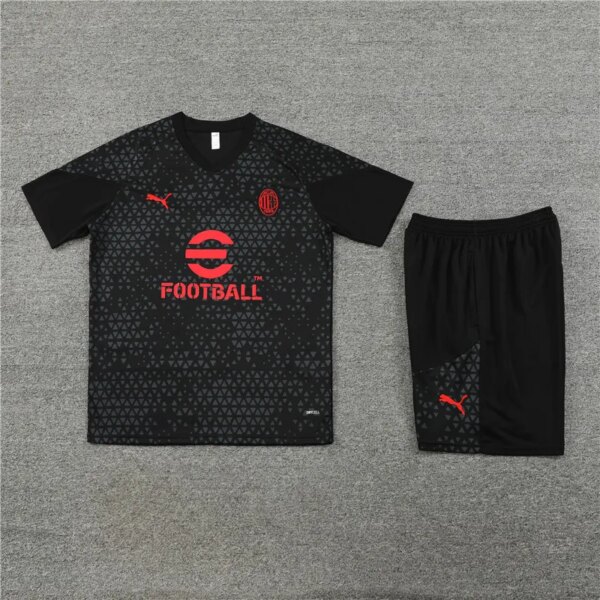 23-24 AC Milan Black Training Short Sleeve Suit - Image 11