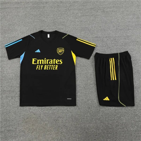23-24 Arsenal Black Training Short Sleeve Suit - Image 2