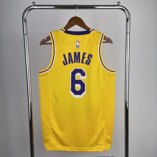 2023 Lakers Yellow 6#JAMES  Hot Pressed Jersey - Image 3