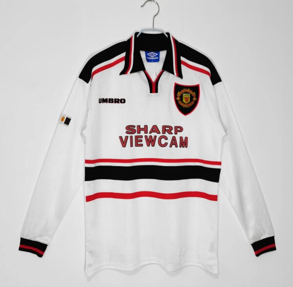 97-98 Manchester United White Long Sleeve Retro Jersey