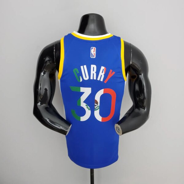 Retro 75th Anniversary Golden State Warriors CURRY#30 Mexico Blue NBA Jersey - Image 7