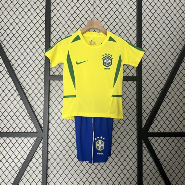 Retro 2002 Brazil Home Kids Kit