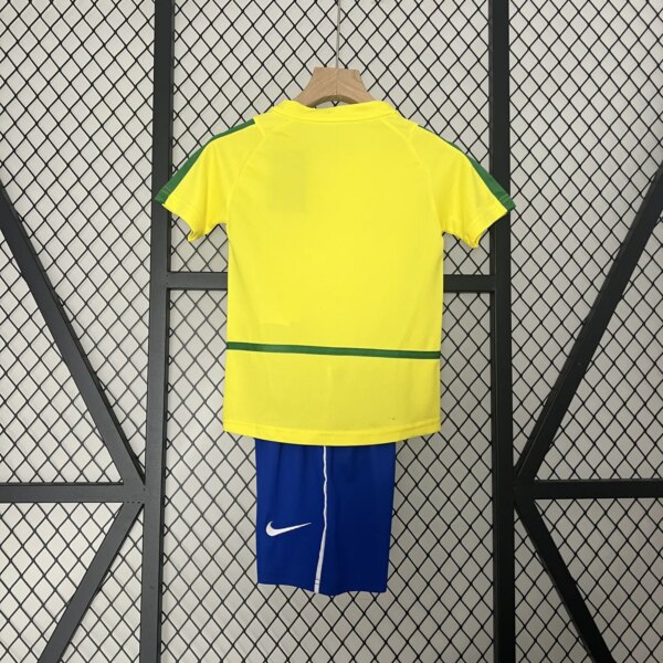 Retro 2002 Brazil Home Kids Kit - Image 4