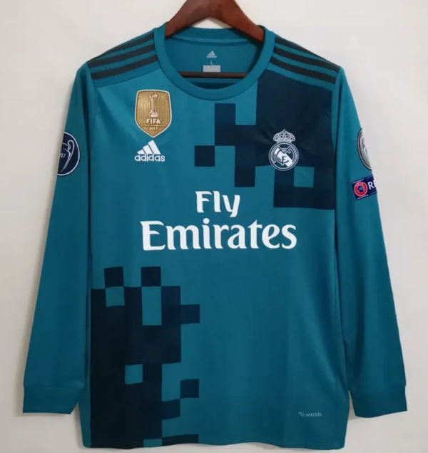 17-18 Real Madrid Third Long Sleeve Retro Jersey - Image 2