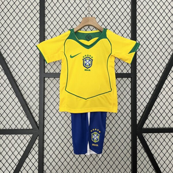 Retro 2004 Brazil Home Kids Kit