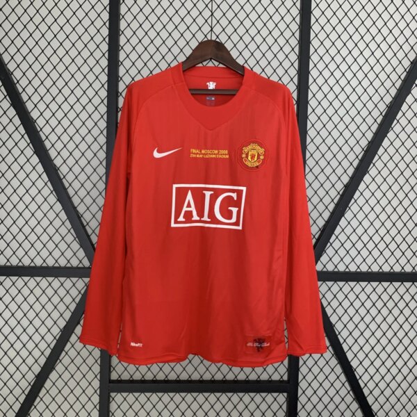 2007-08 Manchester United Home UCL Version Long Sleeve Retro Jersey