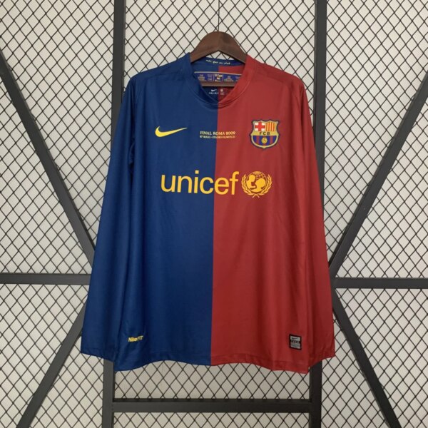 2008-09 Barcelona Champions League Home Long Sleeve  Retro Jersey