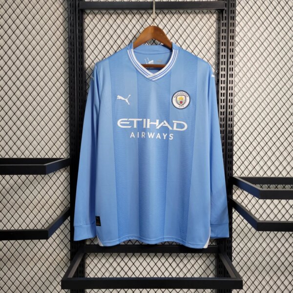 23-24 Manchester City Home Long Sleeve Fans Jersey