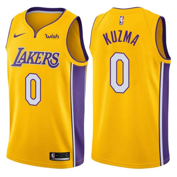 Lakers Yellow V-Neck Hot Pressed Jersey - Image 19
