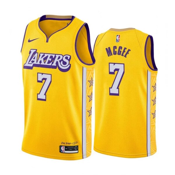 19-20 Lakers Yellow V-Neck Hot Pressed Jersey - Image 2