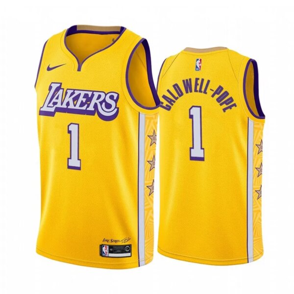 19-20 Lakers Yellow V-Neck Hot Pressed Jersey - Image 9