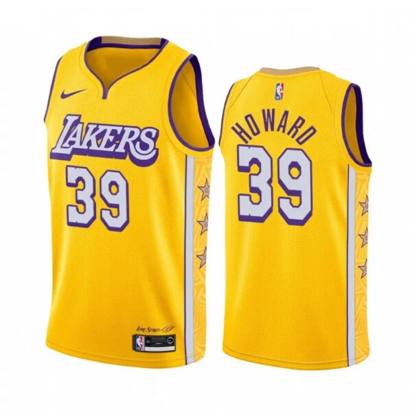 19-20 Lakers Yellow V-Neck Hot Pressed Jersey - Image 10