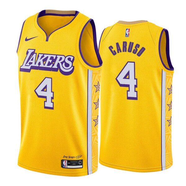 19-20 Lakers Yellow V-Neck Hot Pressed Jersey - Image 11