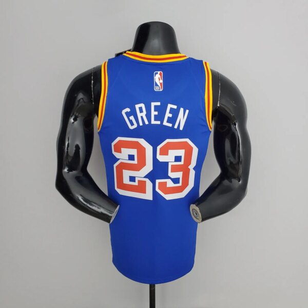 75th Anniversary Green#23 Warriors Vintage Blue NBA Jersey - Image 2