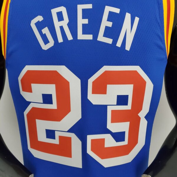 75th Anniversary Green#23 Warriors Vintage Blue NBA Jersey - Image 4