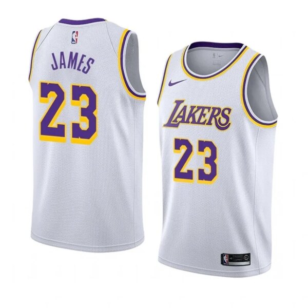 Lakers Retro Round Neck Hot Pressed Jersey - Image 7
