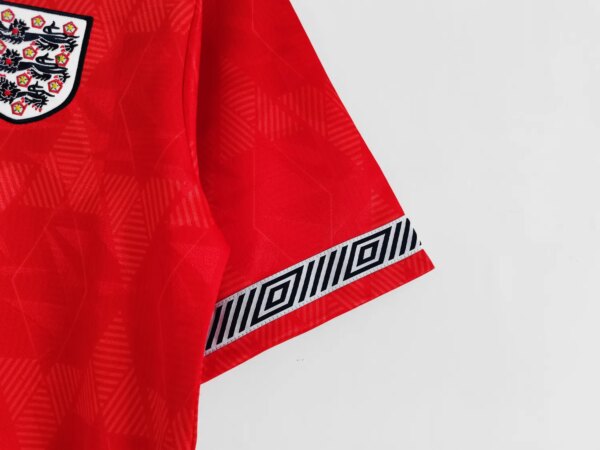 1990 England Away Red Retro Jersey - Image 2