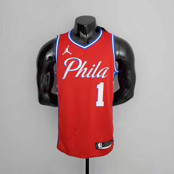 76ers Harden #1 V-Neck Red