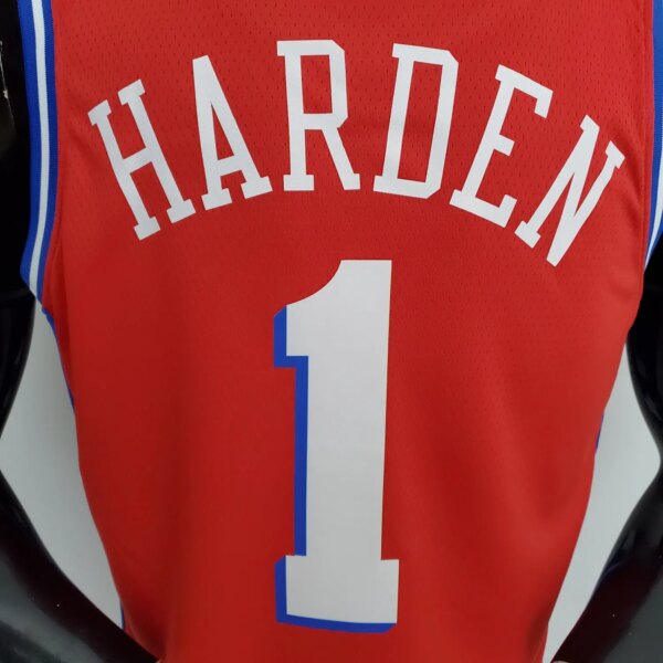 76ers Harden #1 V-Neck Red - Image 3