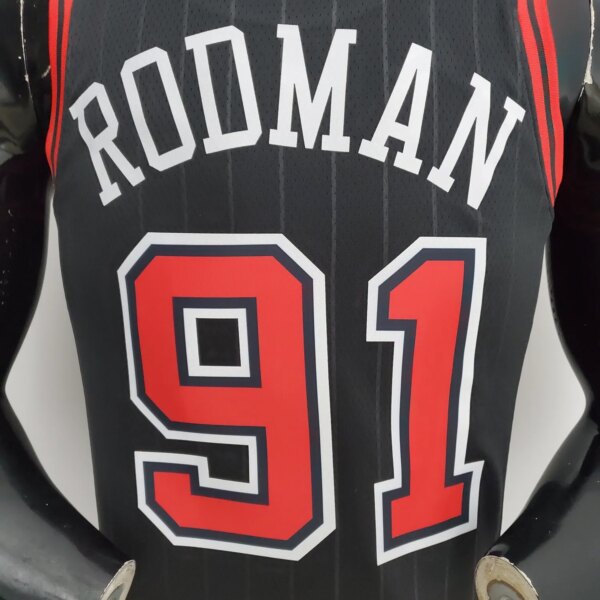 75th Anniversary Rodman#91 Bulls Flyers Black NBA Jersey - Image 2