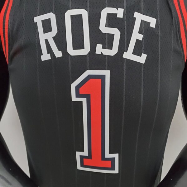 75th Anniversary Rose #1 Bulls Flyers Black NBA Jersey - Image 4