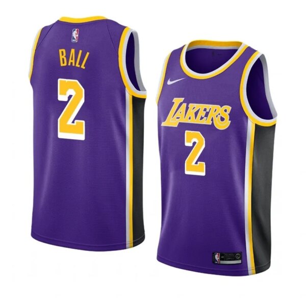 Lakers Violet Retro Round Neck Hot Pressed Jersey - Image 13