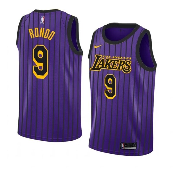 Lakers Violet with Lines Retro Round Neck Hot Pressed Jersey - Image 2