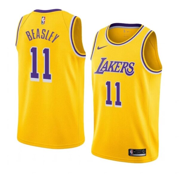 Lakers Yellow Retro Round Neck Hot Pressed Jersey - Image 2
