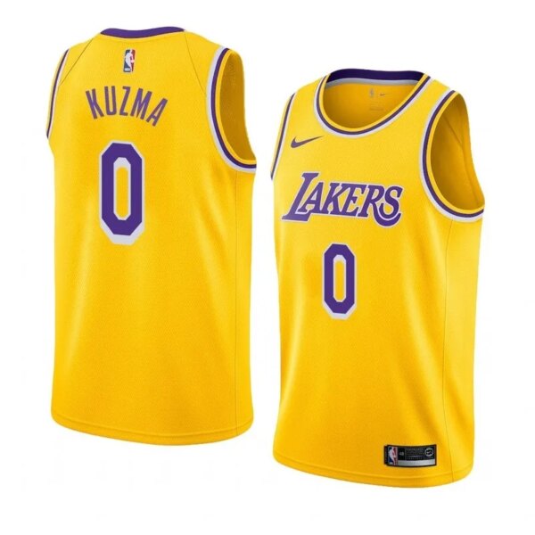 Lakers Yellow Retro Round Neck Hot Pressed Jersey - Image 3