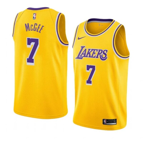 Lakers Yellow Retro Round Neck Hot Pressed Jersey - Image 4