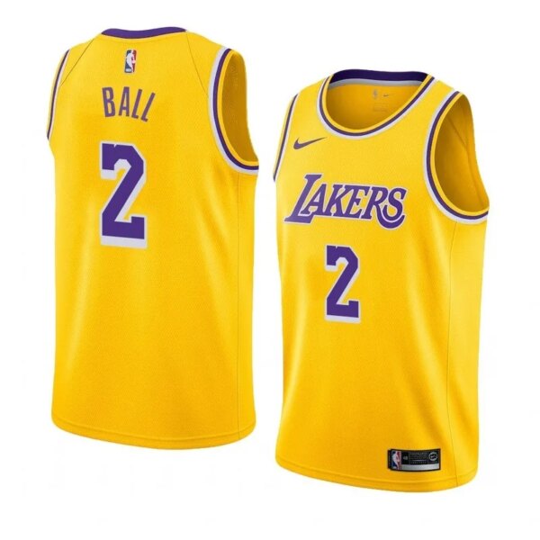Lakers Yellow Retro Round Neck Hot Pressed Jersey - Image 9