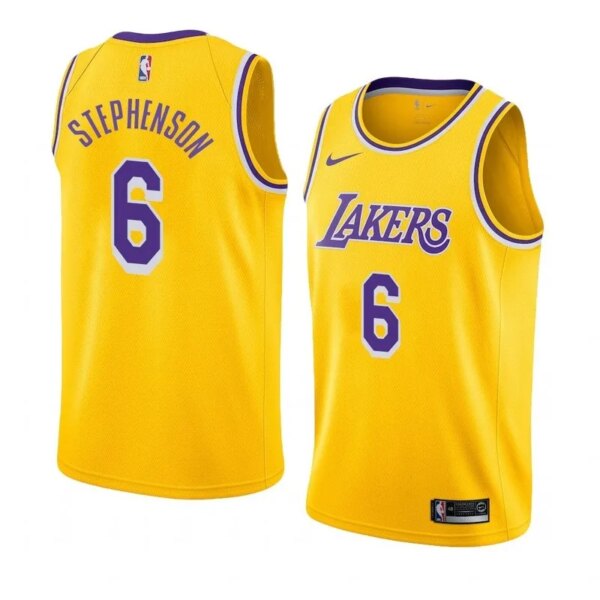 Lakers Yellow Retro Round Neck Hot Pressed Jersey - Image 10