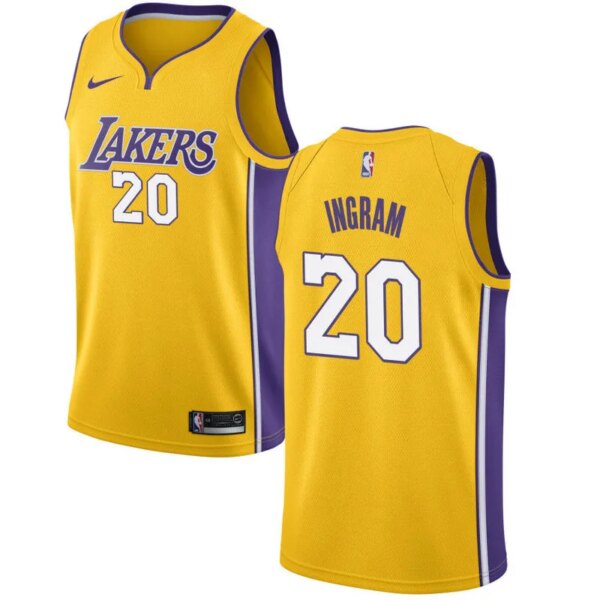 Lakers Yellow V-Neck Hot Pressed Jersey - Image 6