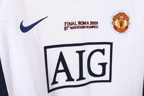 Manchester United Champions League away white Long Sleeve 08-09 - Image 4