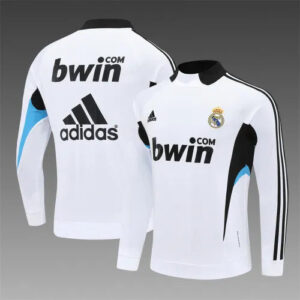08-09 Real Madrid White Retro Training Suit - Top Only