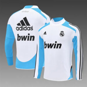 12-13 Real Madrid White Retro Training Suit - Top Only
