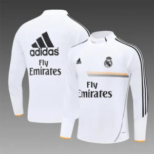 13-14 Real Madrid White Retro Training Suit - Top Only