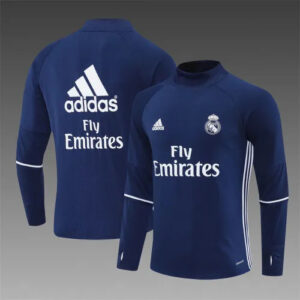 16-17 Real Madrid Blue Retro Training Suit - Top Only